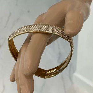 Rebecca Minkoff Goldtone, Triangular-Shaped Bracelet with Crystals